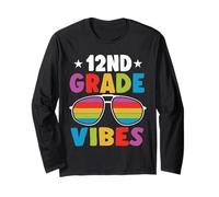 12nd Grade Back To School Sunglasses Vibes Retro First Day Manga Larga