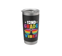 12nd Grade Back To School Sunglasses Vibes Retro First Day Vaso térmico de acero inoxidable de doble pared