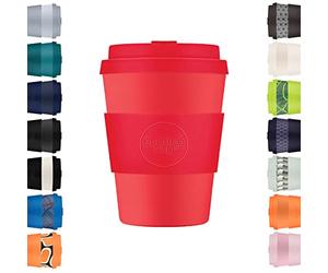 12oz 350ml Ecoffee Cup Reutilizable Eco-Friendly 100% Plant Based Coffee Cup with Silicone Lid & Sleeve - Melamine Free Travel Mug, Meridian Gate