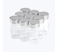 12pcs 25ml Mini Botellas de Vidrio Transparentes con Cubierta de Aluminio Plateado Almacenamiento Sellado Botellas de Vidrio Transparente Frascos Regalo de Fiesta de Boda