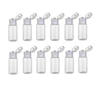 12Pcs 30ml / 1oz Botellas de plástico Transparentes Recargables vacías con Tapa abatible Viales de loción de Maquillaje práctico Dispensador de Muestra portátil de Viaje pequeño para tóner