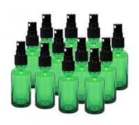 12PCS 30ml Bote Spray Pulverizador Cristal, Botellas de Aceite Esencial de Vidrio, Pequeñas Botellas de Aerosol de Niebla Fina Recargables y Reutilizables de Viaje para Aceite Esencial(Verde)