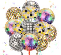 12pcs 4D Discoteca Balloons Globos Fiesta 22 Pulgadas Láser Globos De Helio Adecuado para Disco Decoración Fiesta 70s 80s 90s Fiesta Decoracion Cumpleaños Graduación Navidad del Partido
