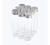 12pcs 60 ml Botellas de Vidrio Transparente Botellas Artesanales de Decoración con Cubierta de Aluminio Plateado Botellas de Deseo Vacías Botella de Recolección de Almacenamiento de Joyas DIY