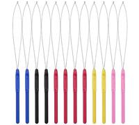 12PCS Bucles de extensión de cabello de plástico multicolores, Bucle de extensión de cabello, Herramienta de gancho de extracción de aguja para kit de extensiones de cabello de microenlaces