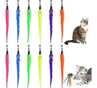 12pcs Cat Worm Toy, Cat Toy Wand Replacement, Interactive Cat Wand Replacement Cat Wand Refill Attachments Zekai