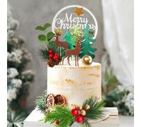 12PCS Christmas Cake Topper Merry Christmas Cake Decorations with Deer Santa Pine Tree for Xmas Winter Holiday Cake Decor Christmas Theme Party Suppli