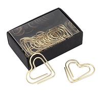 12Pcs Clips metálicos para documentos Clips de papel en forma de corazón para la oficina de la escuela Marcador Marcado Clip de organización Papelería(dorado)