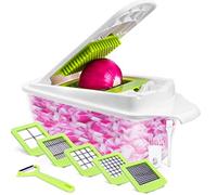 12pcs Cortador de Verdura Mandolina de Verduras Multifuncional Mandolina de Cocina Slicer Espiral Rallador de Cuchillas Acero Inoxidable, Pelador