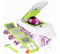 12pcs Cortador de Verdura Mandolina de Verduras Multifuncional Mandolina de Cocina Slicer Espiral Rallador de Cuchillas Acero Inoxidable, Pelador