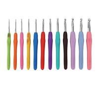 12PCS Crochet Hooks Needles, Soft Rubber Handle Different Sizes Knitting Needles Set Yarn Hook Kit for Beginners, DIY Projects and Craft Lovers