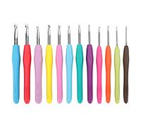 12Pcs Crochet Hooks TPR Silicone Color Aluminum Sweater Needle Knitting Tool for Children Beginners Knitting Lovers