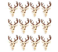 12Pcs Deer Head Patches Embroidered Iron On Patch DIY Clothing Luggage Decoration Christmas Deer Patches For Jackets Bags Backpacks Hats Size 9x7cm