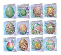 12pcs Diamond Art Cards DIY Painting Art Greeting Cards Kits Painting Tools Envelopes DIY Diamond Greeting Card Kit for Beginner Adult Birthday Holiday Mother's Day Thank You Blessing