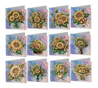12pcs Diamond Art Cards DIY Painting Art Greeting Cards Kits Painting Tools Envelopes DIY Diamond Greeting Card Kit for Beginner Adult Birthday Holiday Mother's Day Thank You Blessing