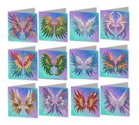 12pcs Diamond Art Cards DIY Painting Art Greeting Cards Kits Painting Tools Envelopes DIY Diamond Greeting Card Kit for Beginner Adult Birthday Holiday Mother's Day Thank You Blessing