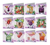 12pcs Diamond Art Cards DIY Painting Art Greeting Cards Kits Painting Tools Envelopes DIY Diamond Greeting Card Kit for Beginner Adult Birthday Holiday Mother's Day Thank You Blessing