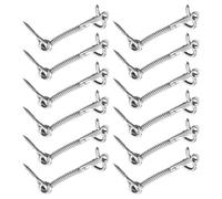 12pcs Door Hook Fastener - Stainless Steel Spring Hook And Eye Safety Latch, Steel With Mounting Screws | Wire Gate Hooks For Mesh Fence Shed Cabinet Spa Center Bathroom Barn Door Windw