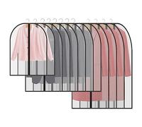 12pcs Funda de Ropa, Cubierta de Polvo para Ropa,Transparente Bolsa de Traje Bolsas de Ropa Cremallera Cubiertas de la Ropa,Bolsas a Prueba de Polvo para Camisas Disfraces Abrigos