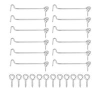 12Pcs Gancho De Ventana,Sujeta Ventanas Abiertas Gancho De Cabina De Acero Inoxidable,Cerradura De Gancho De Puerta Con Tornillos Para Ventanas Puertas Ojo Puerta Pestillo(10cm)