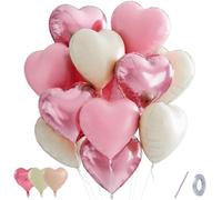 12pcs Globos Corazon Blanco Rosa, 18" Helio Globos Corazon Dorado Globo de Lámina de Corazón para Decoracion Habitacion Aniversario Boda Nupcial, Valentine's Day, San Valentín, Quieres Ser Mi Novia