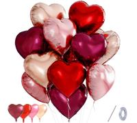 12pcs Globos Corazon Rojo Rosa Oro, 18" Helio Globos Corazon Dorado Globo de Lámina de Corazón para Decoracion Habitacion Aniversario Boda Nupcial, Valentine's Day, San Valentín, Quieres Ser Mi Novia