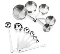 12Pcs Juego Cucharas Medidoras de Metal con Regla de Medición&Clip y Tazas Medidoras de Acero Inoxidable para Hornear,Vaso Medidor Cocina, Medir Porciones con Escala Precisa de 0.5ml a 250ml