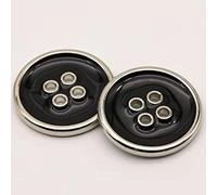 12PCS Juego De Botones Metálicos De Cuatro Ojos Artesanía De Botones Costura De Botones Decoración De Botones DIY (Negro y plateado, 15mm)