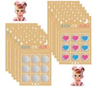 12PCS Juego Gender Reveal Revelación de Género,tarjeta de rascar anuncio del género del, juego de tic tac Toe revelador de género,Tarjeta de juego de género masculino y femenino (niña)