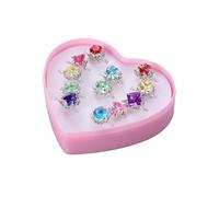 12pcs Little Girl Adjustable Rings In Box, Kids Jewelry Rings Favors Girls Toys