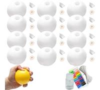 12pcs Milky Blank Skins Empty Stress Ball DIY Kit, Blank Pressure Ball Skin DIY Kit, Vacuum Squishy DIY Stress Ball Making Kit with Stress Ball Skin, Lid, Glue (9cm,White)