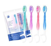 12PCS Mini Cepillo Dientes Viaje Portátil, 5 en 1 Cepillos de Dientes Desechables con Pasta, Hilo Dental, Palillo de Dientes, Raspador de Lengua, Envueltos Individualmente Cepillo de Dientes