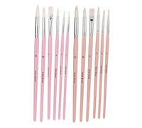 12pcs Nylon Paint Brush Set Washable Cleanable Lightweight Durable Nylon Wool Material Watercolor Brushes for Beginners Artists Kids Adults Oil Acrylic Watercolor Painting Art (Sakura pink + hibiscus