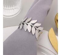 12pcs para la hoja diseñó los anillos de la servilleta del metal, anillos de la tabla de la aleación del cinc para la configuración de la tabla del hotel y del acontecimiento (plata-