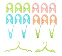 12Pcs Perchas Plegables de Viaje Antideslizantes, 4 Colores Perchas de Plástico Portátil de Acampar Portátiles, Percha de Campamento con Ranura 4 Clips para Hoteles Exteriores