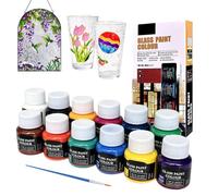 12pcs Pintura para Cristal,Safe Glass and Porcelain Paint,25ml Pinturas para Vidrio a Base de Agua,para artistas, principiantes, adultos en varias superficies de