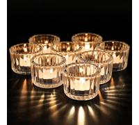 12pcs Portavelas de Cristal, Portavelas Cristal Votivas para Velas de Té Candelabros Decorativos de Velas Porta Velas Decor del Hogar Bodas Fiestas y Poner la Mesa 5cm x 3.5cm