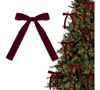 12pcs Red Velvet Bows for Christmas Tree Decorations Wreath Garland Velvet Bows with Gold Twist Ties (Burgundy)