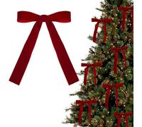 12pcs Red Velvet Bows for Christmas Tree Decorations Wreath Garland Velvet Bows with Gold Twist Ties (Red)