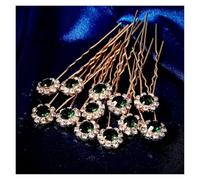12PCS Simple Rhinestone Flower U-Shaped Hairpins For Women Classic Updo Hair Clips Party Accessories(Color1)