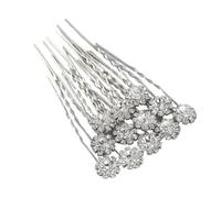 12PCS Simple Rhinestone Flower U-Shaped Hairpins For Women Classic Updo Hair Clips Party Accessories(Color3)