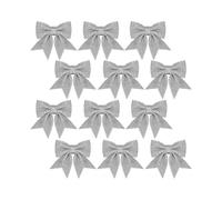 12PCS Sliver Christmas Bows for Tree Decorations,12*15cm Christmas Glitter Wreaths Bows,Sequin Bow Ties Xmas Tree Bowknot Ornaments for Wreaths