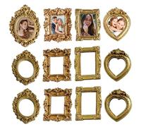 12Pcs Small Gold Frames, Baroque Antique Resin Mini Picture Frames DIY Photo Holiday Party Wedding Decoration for Christmas, Decoración de jardín
