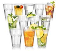 12PCS Vasos Transparentes Irrompibles, Vasos Plastico Acrílicos Premium Reutilizables de 300ml, Vasos de Cóctel Apilables de 10 OZ para Picnic en Casa Aptos para Lavavajillas