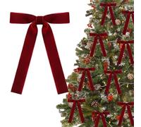 12Pcs Vintage Burgundy Red Velvet Bows for Christmas Tree Decorations, Christmas Ribbon Decor Ornaments, for Home Party Front Door Garland Wreath Holiday (Burgundy)