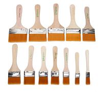 12Pcs Wooden Painting Brush Set Soft Nylon Bristles Fine Flexible Hair Pine Handle for Oil Acrylic Watercolor Painting Wall Art Craft BBQ Cleaning Tools
