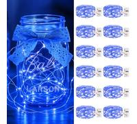 12Piezas Cadena de Luces LED Pilas con Temporizador, 2M/20 LEDs 3Modos fairy lights,Impermeable Plata Alambre Guirnalda Luces Micro, Luces Decorativas de Navidad Halloween Boda Mason Jar botellas