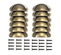 12Pz Manijas de Copa Vintage para Cajón de Muebles, Manillas asa Concha con Tornillos, Tiradores Muebles de Cocina Retro Bronce, Pomos y Tiradores de Puerta para Armarios, Cajones, Alacenas