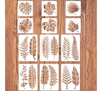 12pz Plantillas grandes para pintar hojas,Plantilla de hojas reutilizable,Plantillas de Plástico para Dibujo Artístico,DIY Crafts Plant Stencil para pintar en madera pared puerta lienzo