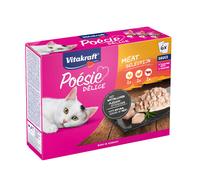 Vitakraft Poésie Délice, Selección Carne, Comida húmeda para Gatos, Comida húmeda en Salsa, con Pollo, con Pavo, con Ternera (1 Paquete de 6X 85g)